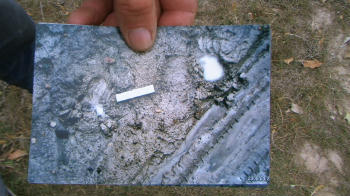 Mr Lloyd Stapleton Holding a Photograph of Footprints