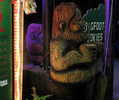 This chainsaw carved wooden sculpture is called Little Foot (a baby Bigfoot) and sits right outside the front door to the chalet. Chronicle photo
