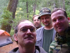 Rip Lyttle with the Bluff Creek Film Site Project members, Louse Camp on Bluff Creek, 2010