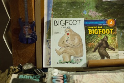 Sasquatch literature and other memorabilia are on display at Paul Graves' home,